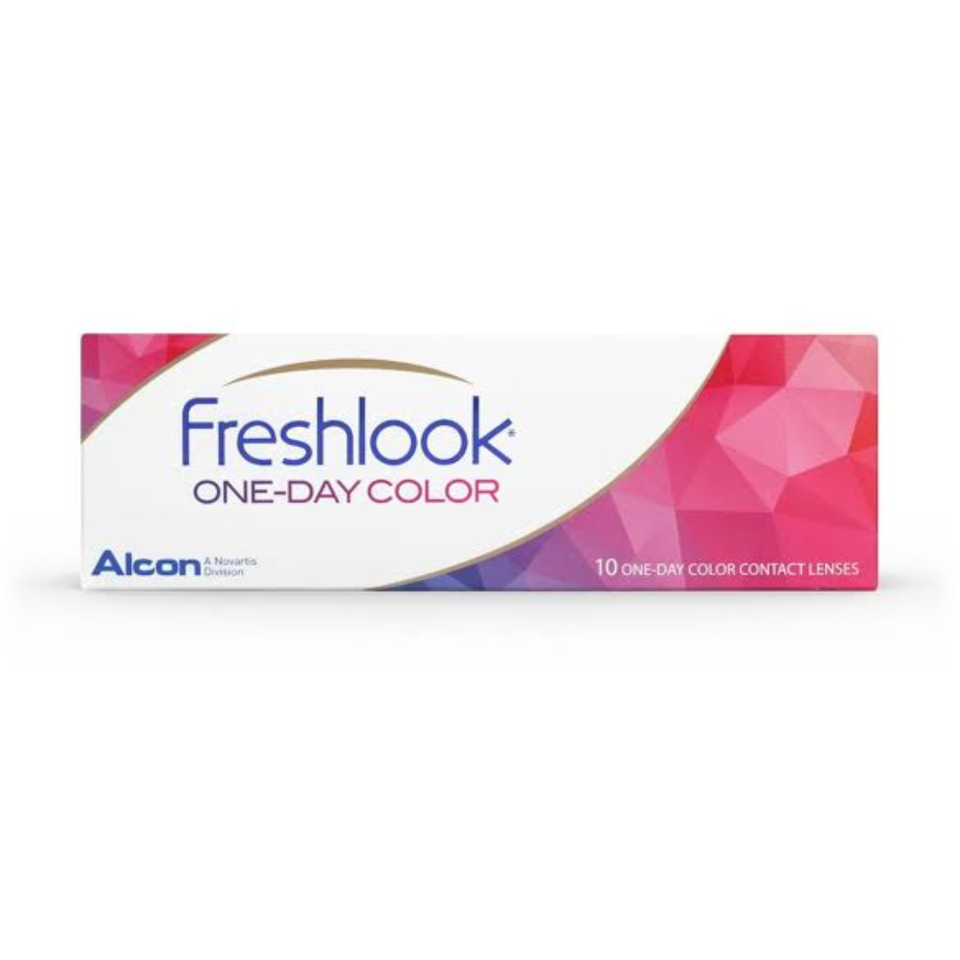 Freshlook Color One Day contact lenses box offering daily wear and vibrant color enhancement.