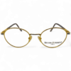 Front view of Silver Street Italy round eyeglasses with gold frames and brown temple tips, showcasing the classic round design and delicate detailing on the bridge and temples