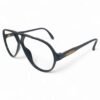 Sideview of black Playboy aviator-style glasses with triangular bridge, made from Optyl in Germany.