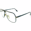 Side angle of Safilo Elasta Aviator Glasses, highlighting the marbleized navy textured frame and sleek silver temple accents with Elasta hinge details.