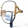 Close-up of hinge detail on Charmant Lite Titanium women's square eyeglasses, showcasing gold decorative accents