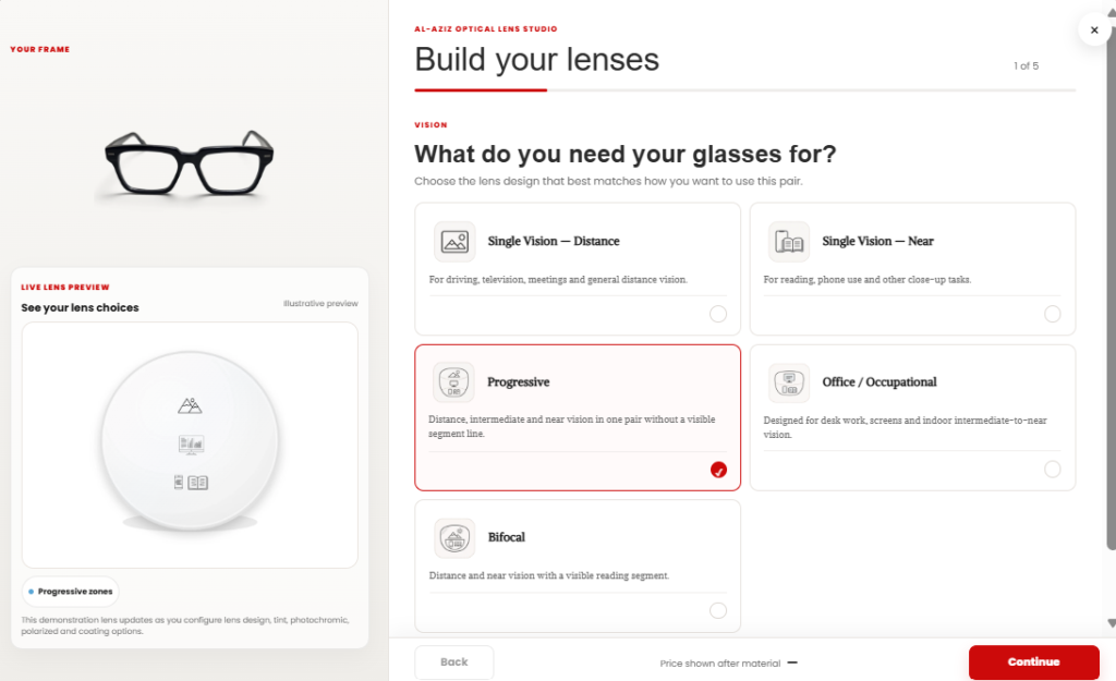 Al-Aziz Optical Lens Studio for Ordering Prescription Glasses Online
